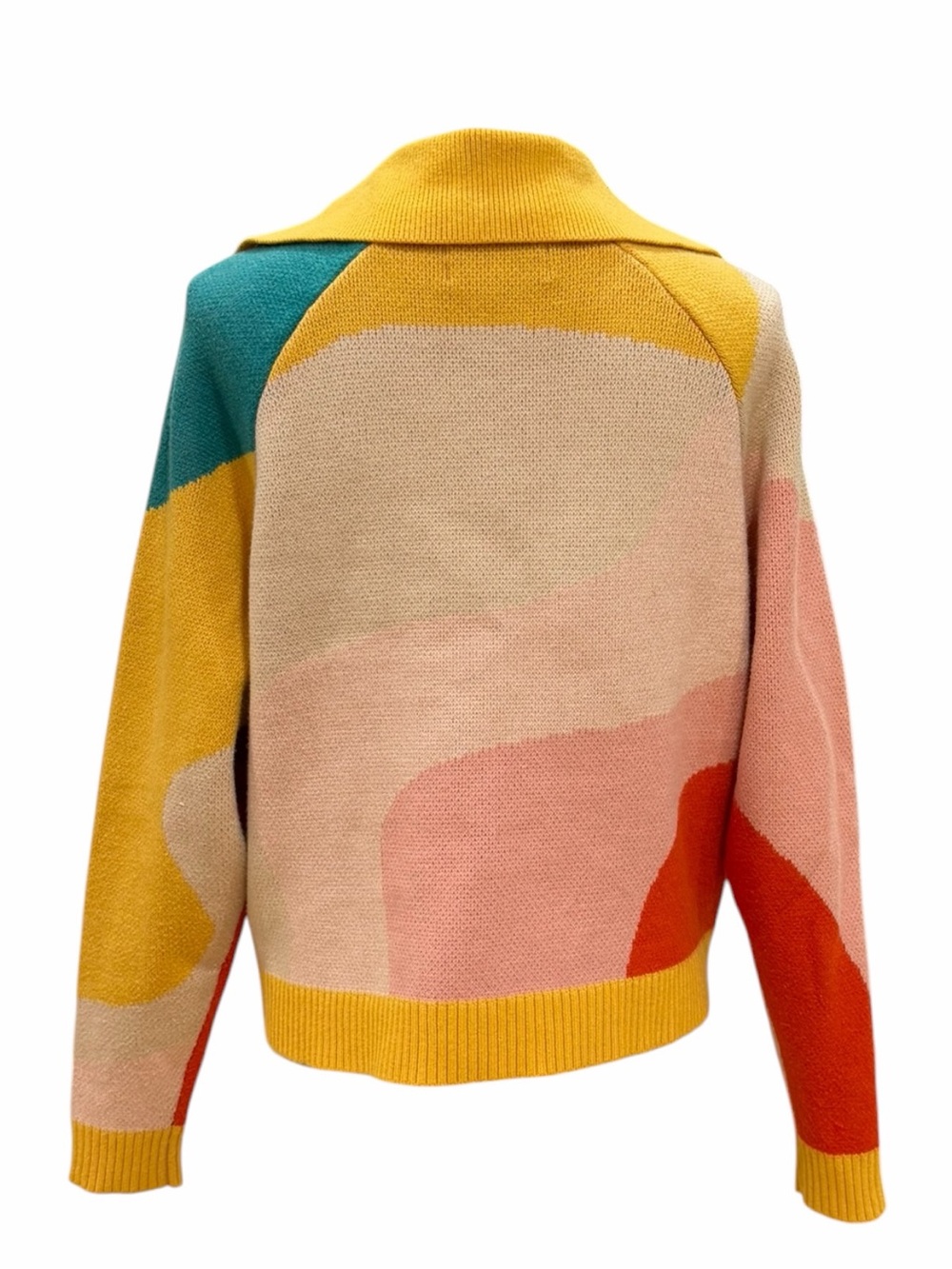YITAI New Wave Abstract Colorblock Cardigan Sweater XS - Picture 8 of 11